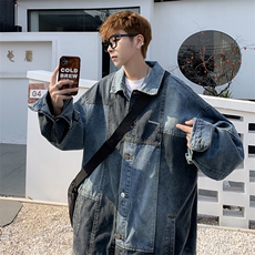 高街牛仔外套男韩版潮拼色字母刺绣2023秋冬新款ins夹克W5009-P65，男装大码男装，星座412-3