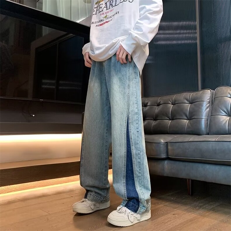 无弹水洗春秋高弹力拉链牛仔裤夏季复古裤子大码高街春秋美式休闲,男装牛仔裤,星座1013-1