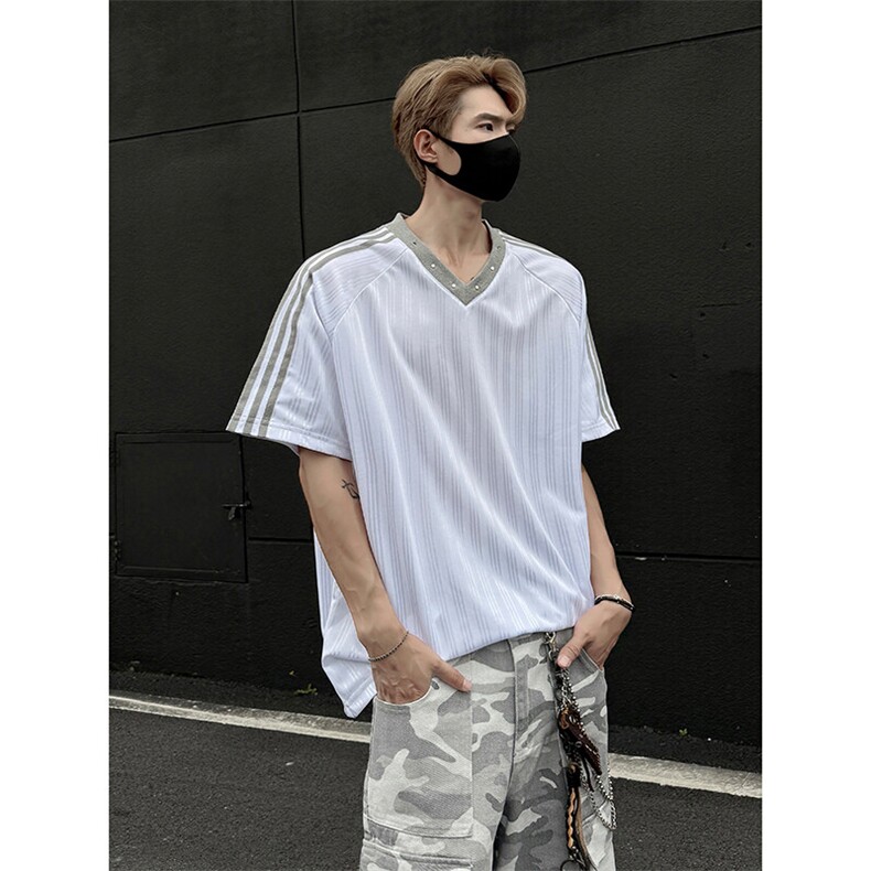 时尚百搭休闲韩版上衣运动高街复古风格痞帅短袖T恤HY787TP30控48图片