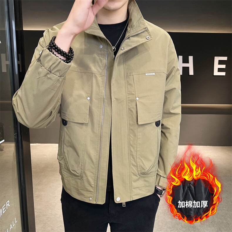 主推款加棉夹克立领工装夹克男休闲加厚外套DS-A329-JM3307-P95,男装夹克,电商A329