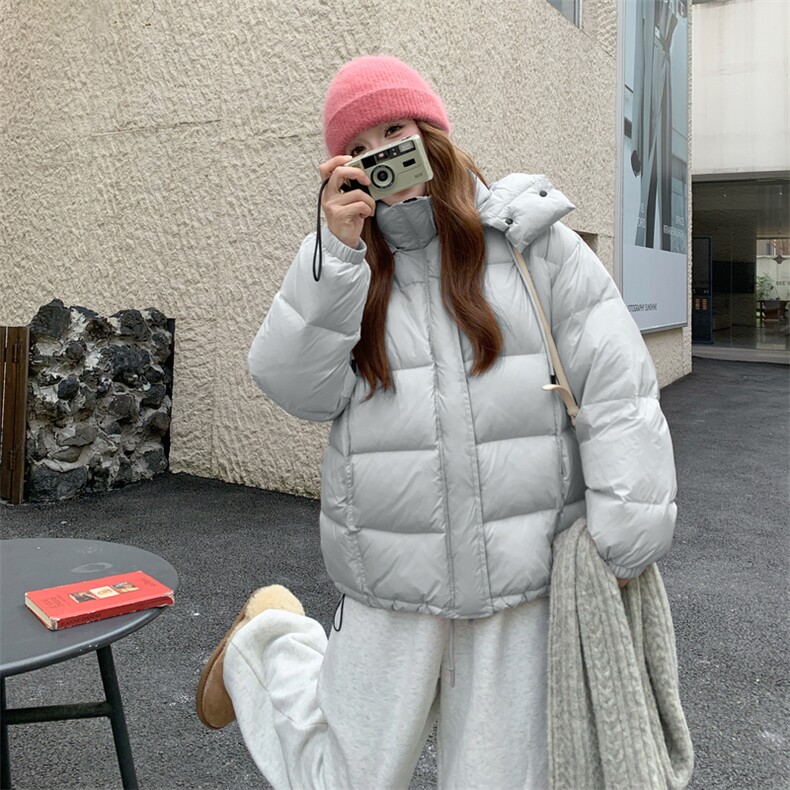 现货甜美泡芙感羽绒服外套女冬季新款韩系连帽加厚白鸭绒面包服,女装羽绒服,网红馆