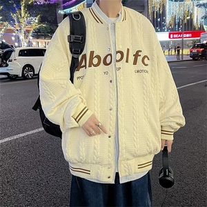 复古麻花棒球服外套男春秋季设计感小众美式休闲情侣夹克 WT43图片
