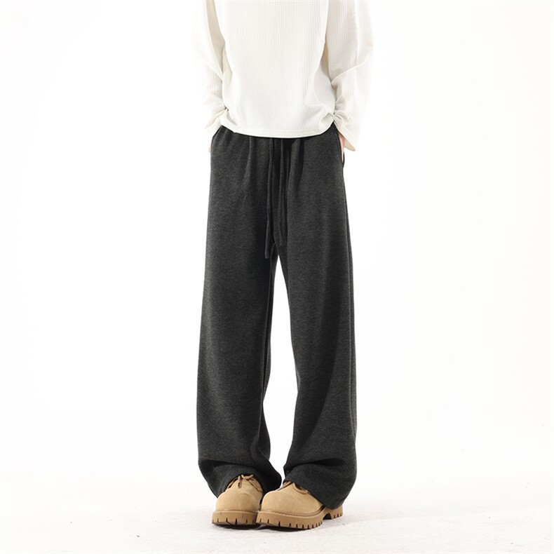 wassuphappy重磅灰色卫裤男士冬季2025新款加绒加厚直筒休闲长裤,男装休闲裤,电商B221