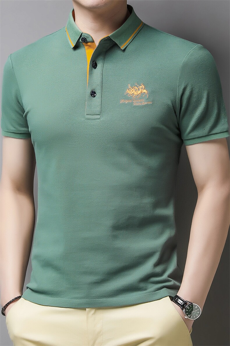 短袖POLO衫男刺绣上衣服夏季中年男士商务休闲半袖T恤衫男装,男装T恤,电商B212（原钱塘6029）