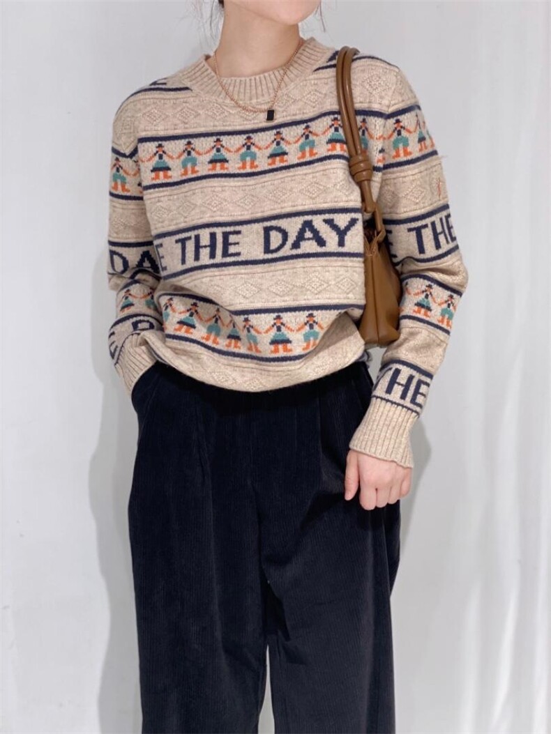 小雪人套头毛衣，女装针织衫/毛衣，驿谷