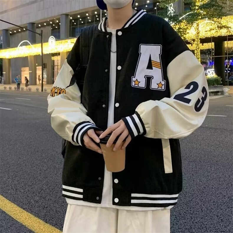 夹克休闲棒球领上衣外套骑兵斜黑蓝绿M-3XLJ699,男装夹克,星座1116A-1（原606A）