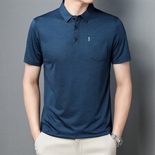 男士2022休闲商务短袖POLO衫纯色翻领中年爸爸装上衣ZL1232-P53，男装Polo衫，星座1105-3