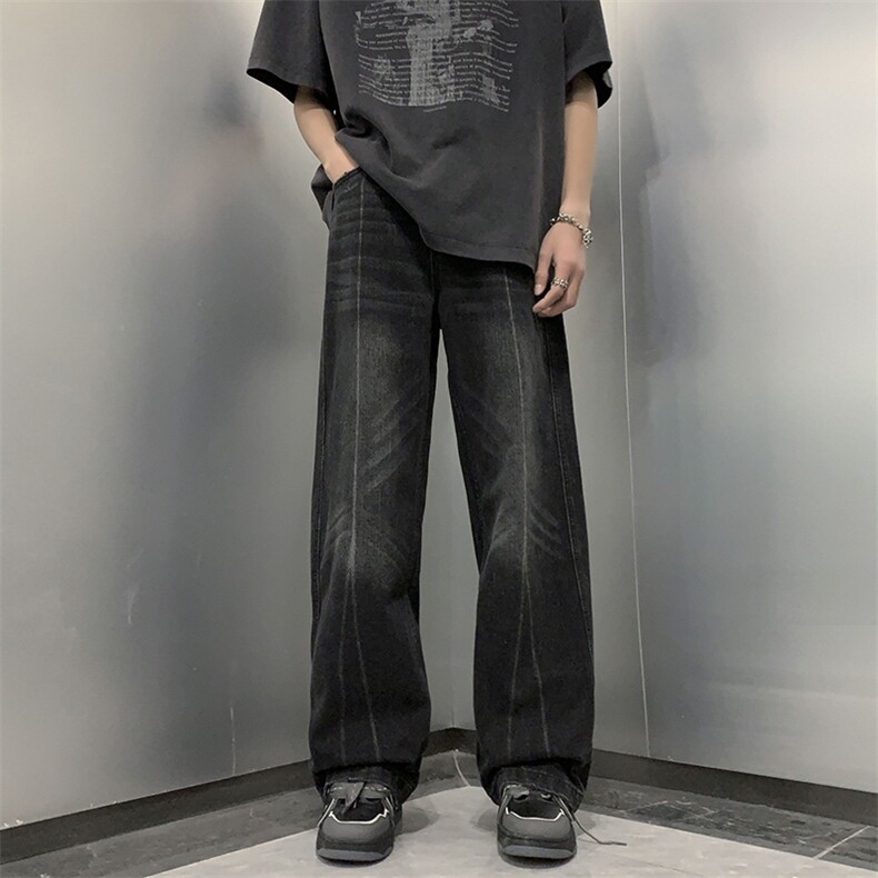 美式牛仔裤男韩版潮流高街帅气ins宽松2024夏季新款长裤RK465-P45,男装牛仔裤,星座412-1