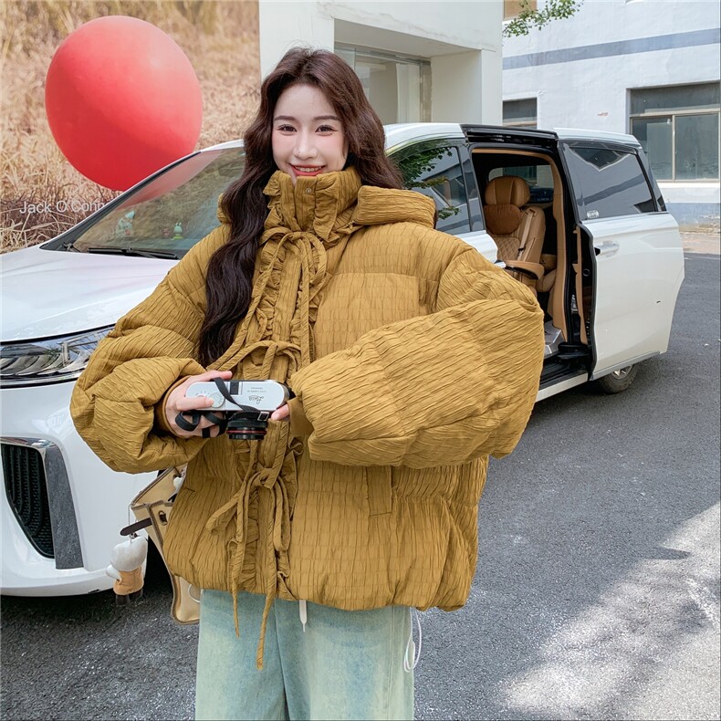 肌理感短款羽绒服女2025秋冬新款韩版轻薄小个子加厚面包服外套,女装羽绒服,2C327