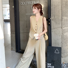 现货卡其色马甲长款两件套2C090-8878-P165-K248，女装套装/套裙，2C090