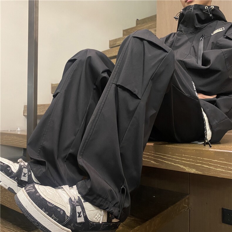 抖音品质春季新款潮流百搭褶皱宽松冲锋裤B315-K24031-p50控68,男装休闲裤,电商B315