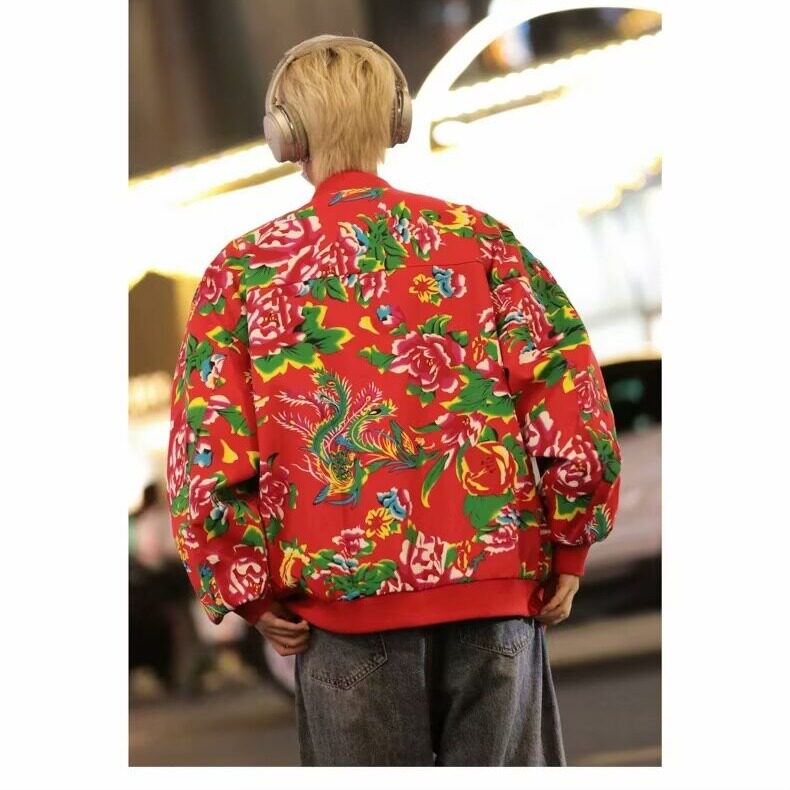 有货东北大花棉袄男女网红同款棉衣风牡丹花棉服冬季时尚保暖,男装棉衣,星座218-1（原230）