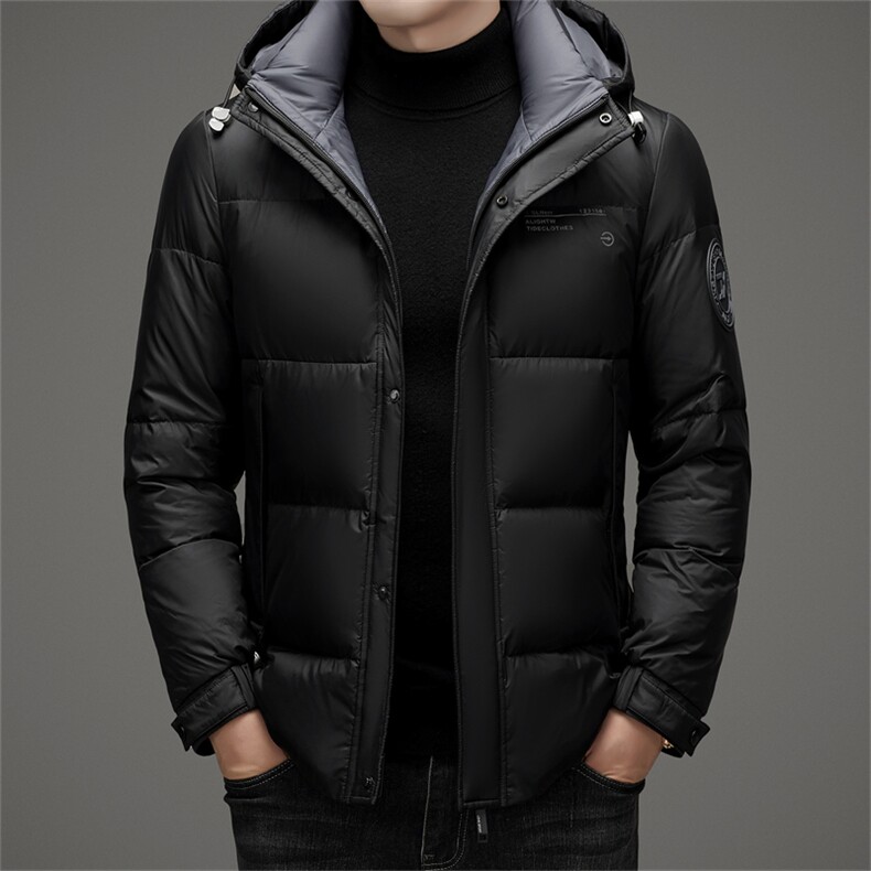 新款冬季羽绒服短款羽绒服帅气时尚保暖休闲帽子可脱卸高级外套男,男装羽绒服,钱塘6003（原4033）