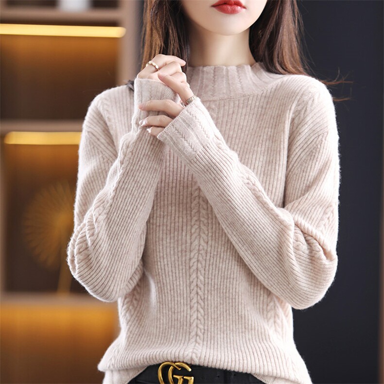 时尚百搭女士羊毛衫羊毛柔软舒适多色纯色显瘦修身,女装羊毛衫,莺澜羊绒