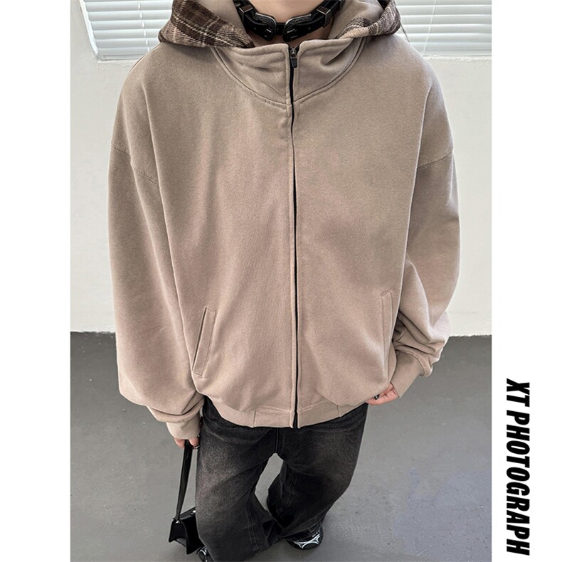 主推美式古着连帽卫衣春秋季2026新款简约百搭开衫外套D360P78，女装短外套，电商A335-1（原A458）