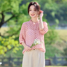 2026年春季女短袖宽松亲肤透气常规，女装衬衫，江南依恋