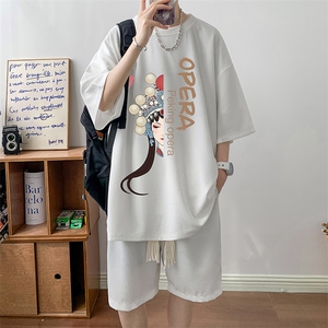 华夫格套装运动短袖t恤套装休闲两件套一套 HZ84161-P44图片