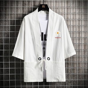 HF59059-P40风汉服男开衫外套七分袖道袍 网格挂拍图片