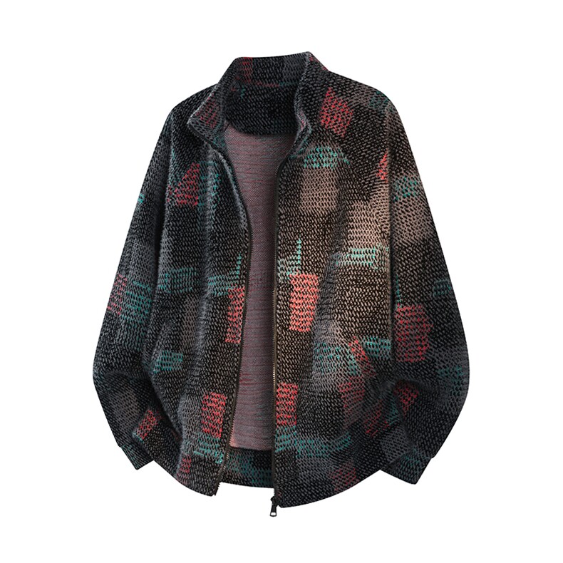 YK86141-P65聚酯纤维78.3%锦纶21.7%美式复古针织开衫卫衣，男装卫衣，电商A086-1