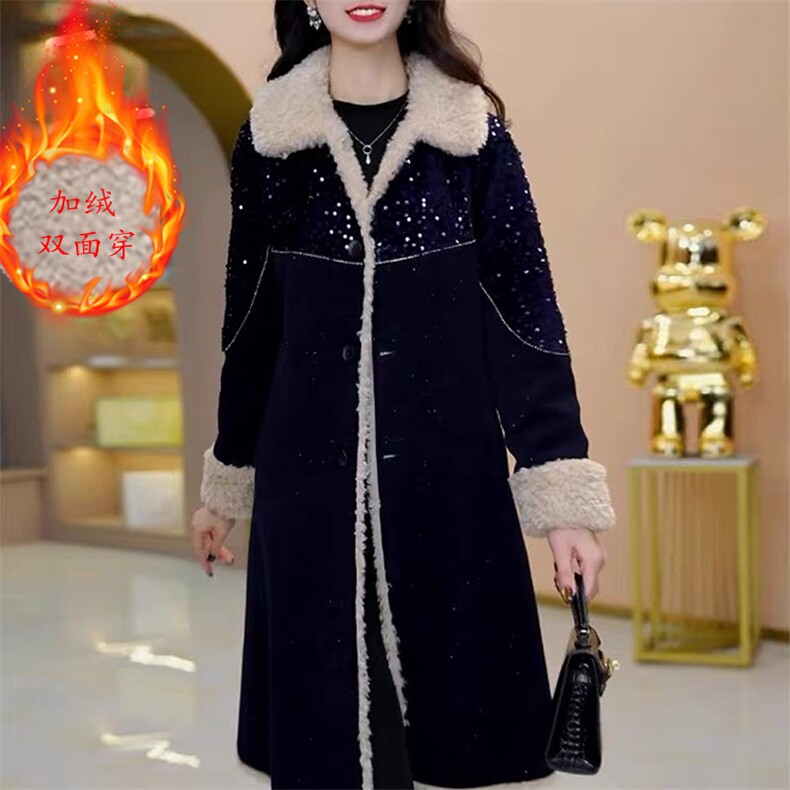 【大货已出】双面穿时尚雪尼尔绒加厚外套女新款显瘦减龄大衣,女装皮草,韩蔻秀