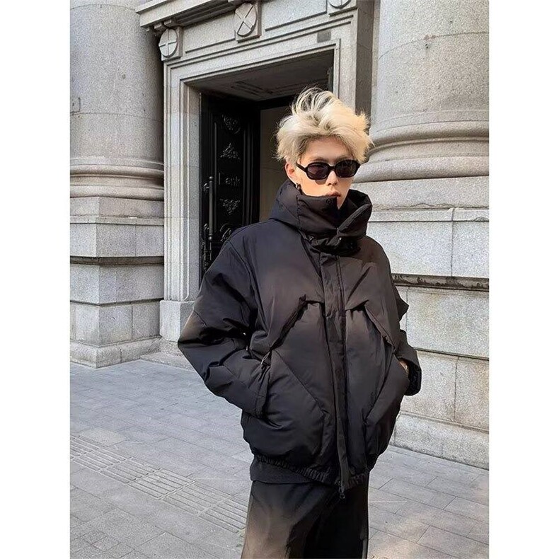 欧洲站加厚连帽短款棉服男女2025新款冬季青年学生爱心面包服宽松图片