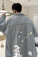 牛仔夹克男大码牛仔外套男茄克NJ77115-P60加绒款-P75，男装夹克，电商A040