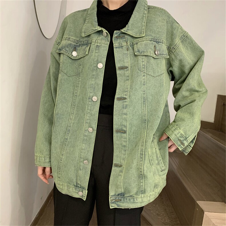 NZ069-90韩系ins绿色水洗牛仔外套女原宿风宽松bf夹克上衣潮,男装夹克,星座911-3