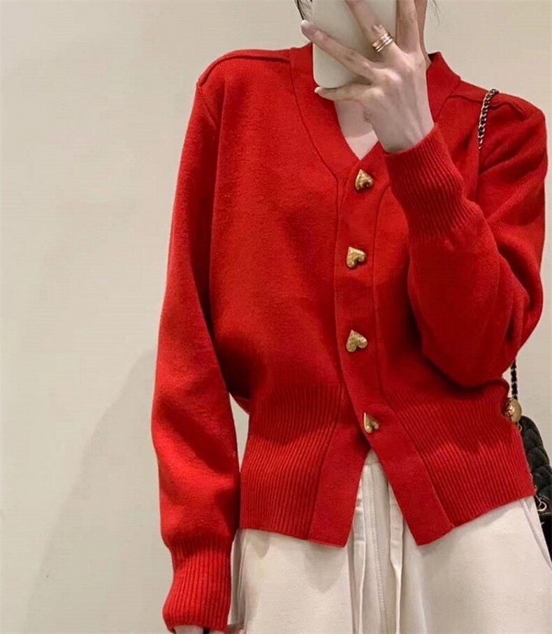 时尚百搭V领羊毛开衫女秋季新款显瘦修身针织衫,女装羊毛衫,隆格羊绒
