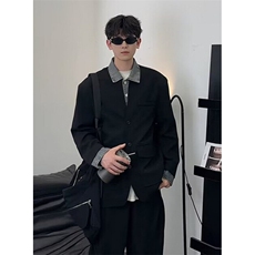 假两件牛仔西装外套男春潮牌拼接西服立领夹克高街休闲JK288，男装夹克，星座1116A（原606A-3）