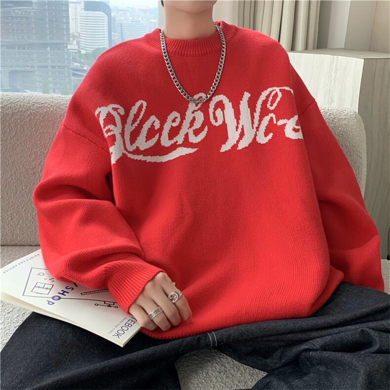 MY5037-P40美式宽松型潮牌字母纯色毛衣，男装针织衫/毛衣，星座1501-1