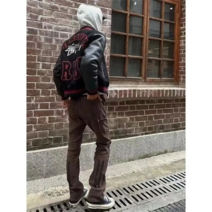 潮牌高街字母ins外套男女春秋高级感痞帅夹克美式复古拼接棒球服图片