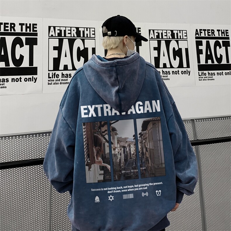 新图爆秋冬重磅水洗连帽卫衣美式大码男衣服XZ517A-3-WL3605-P68，男装卫衣，星座517A-3