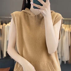 时尚气质女士无袖百搭羊毛衫休闲高级感显瘦显高简约大方，女装羊毛衫，绒迪羊绒