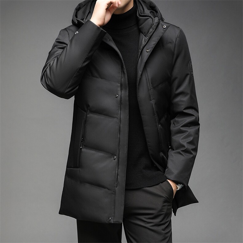 21冬季90灰鸭绒纯色休闲中长款羽绒服男大衣连帽男装DS12116-P285,男装羽绒服,电商B212（原钱塘6029）