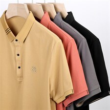 2023夏季新款男士短袖T恤翻领薄款POLO衫商务休闲宽松T恤爸爸夏装，男装T恤，电商B212（原钱塘6029）