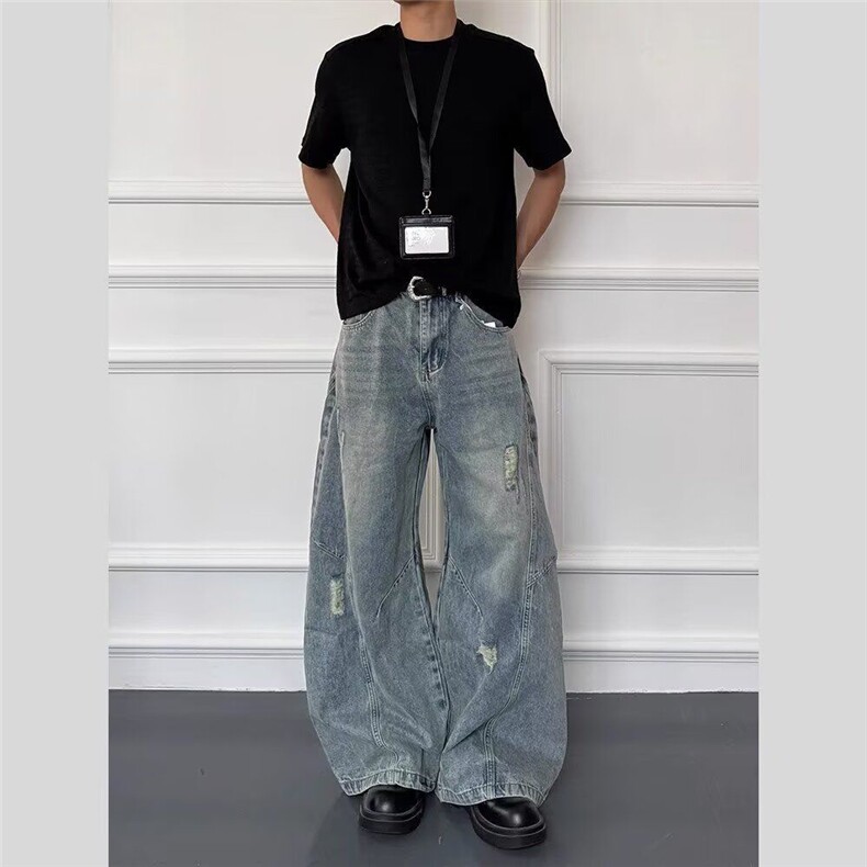 1506-1/GGK8890/P532025年春秋新款显瘦宽松垂感阔腿拖地裤,男装休闲裤,星座1506A
