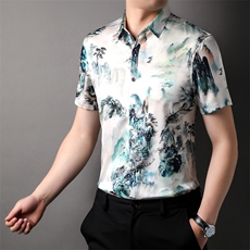 夏季中青年男士新款衬衫商务休闲时尚冰丝衬衫ZL81167-P85，男装衬衫，星座1105-3