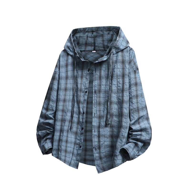 格子防晒衬衫，抖音得物现货，可送样，A061-AF01171-特P20-白底，男装防晒衣，电商A061