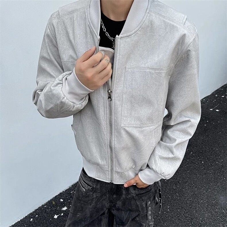 美式情侣款复古短款外套潮牌工装夹克高级棒球飞行员HH726P65,男装夹克,星座1013-5