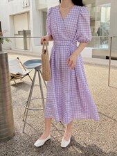 【补单款】夏季格子系列显瘦款连衣裙，女装连衣裙，奥瑾