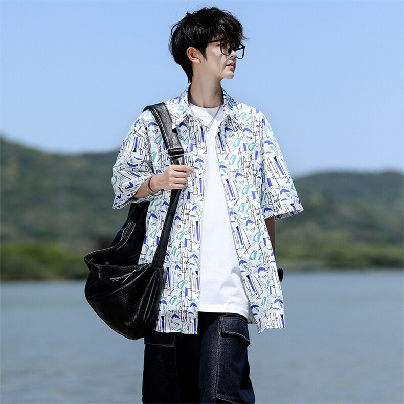 8XL-M花衬衫男短袖夏季薄款冰丝半袖宽松大码休闲外套DC28008P38图片