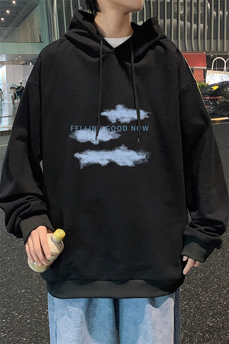 WY2143-P35加绒款-P40纯棉连帽卫衣男大码运动帽衫宽松薄外套男,男装卫衣,电商A040