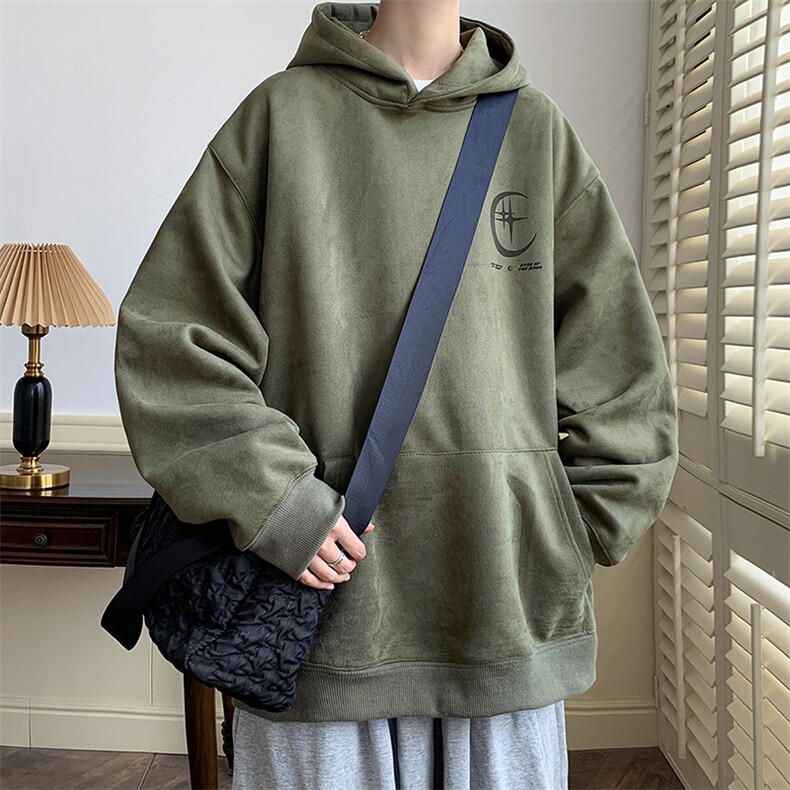 供抖音高品质 人气麂皮绒卫衣男港风宽松外套 416B-WY663-P58限78图片