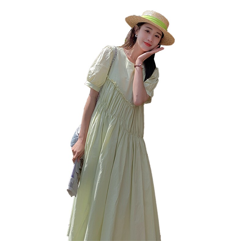 法式初恋粉色雪纺连衣裙女夏2025新款小清新少女别致独特仙女长裙,女装连衣裙,韩蜜菓