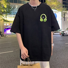 T837大码宽松纯棉运动圆领体恤衫oversize短袖T恤男重磅T，男装T恤，星座304A-1