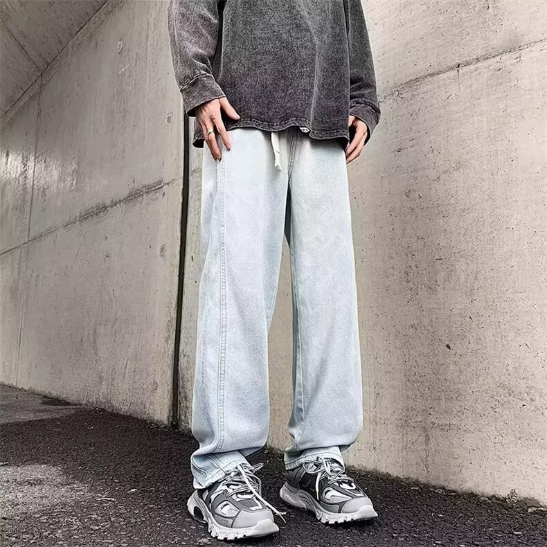 1506-1/KK2261/P37个性字母牛仔裤嘻哈ins潮高街潮流痞帅长裤男图片