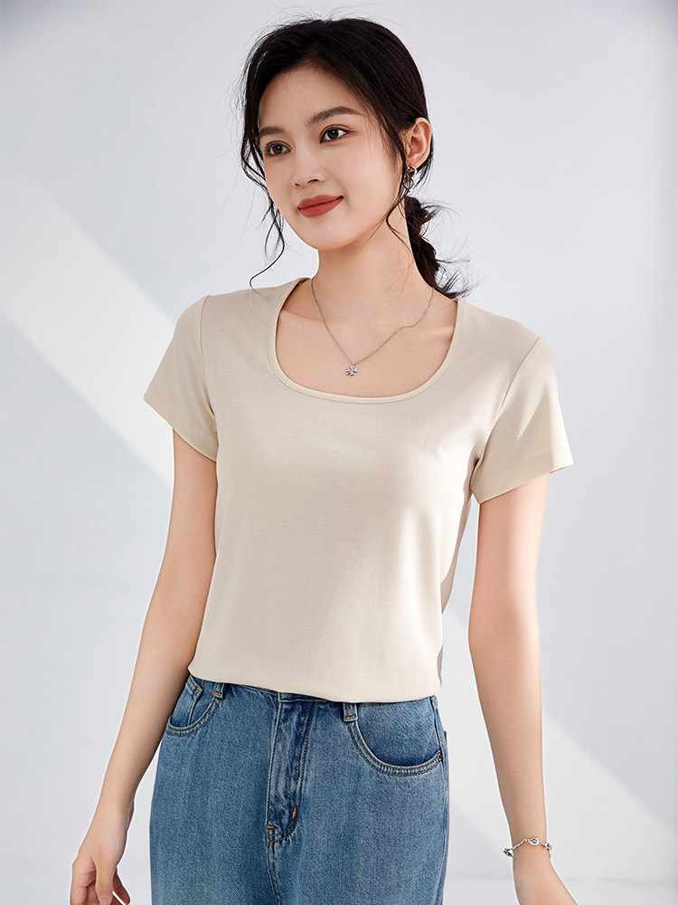 夏季薄款修身显瘦纯色短袖,女装T恤,硕诚羊绒