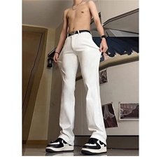 直筒垂感牛仔裤男款美式高街裤子高腰显瘦弯刀微喇裤A8010-P40，男装牛仔裤，星座208-5
