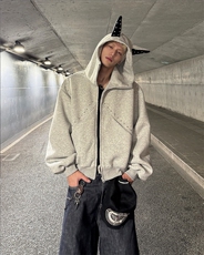 25美式拼接铆钉杜宾犬耳朵连帽卫衣WY51-P98，男装卫衣，电商B288