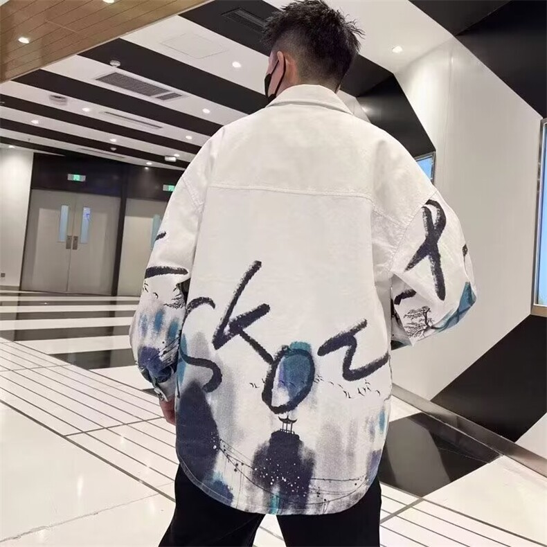 衬衫男长袖夏季潮牌易打理宽松休闲外套春秋款印花痞帅青少年衬衣,男装衬衫,星座506A